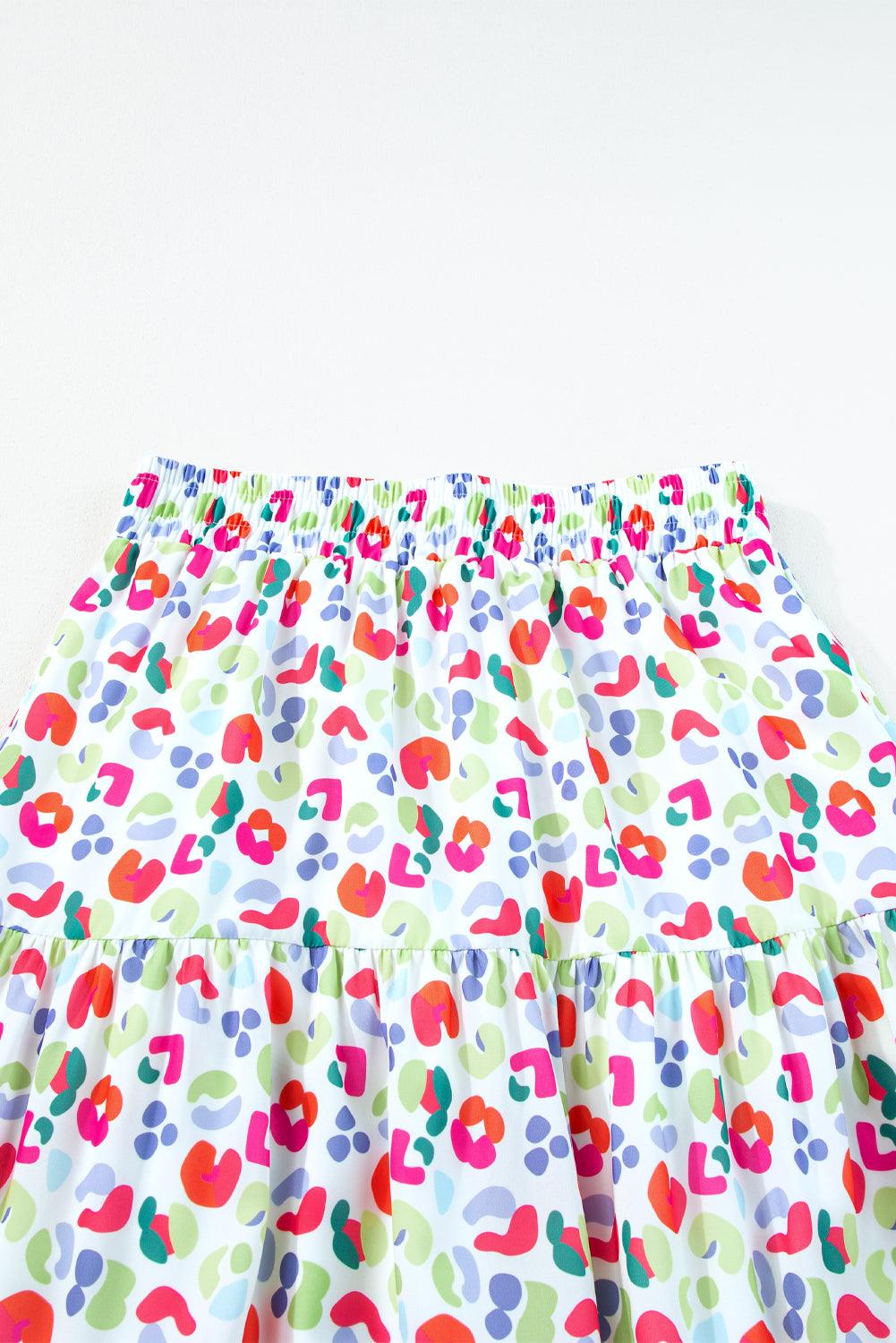 Gelaagde Flowy Maxi Rok met Abstracte Print - Skirts & Petticoat - Jurkjes.co