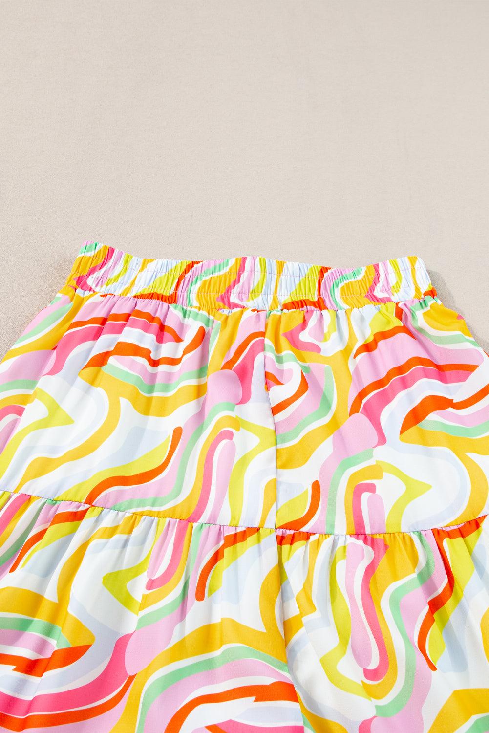 Gelaagde Flowy Maxi Rok met Abstracte Print - Skirts & Petticoat - Jurkjes.co