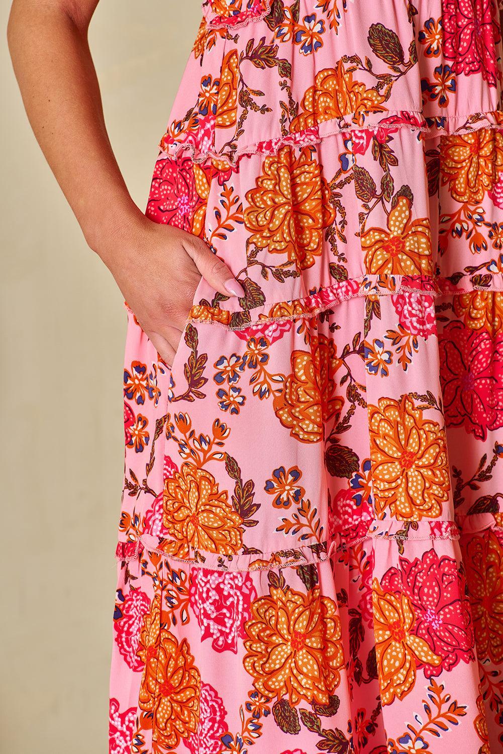 Gelaagde Midi-Jurk met Vierkante Hals - Floral Dresses - Jurkjes.co