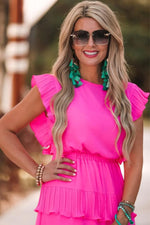 Gelaagde Mini-Jurk met Plissé en Vlindermouwen - Mini Dresses - Jurkjes.co