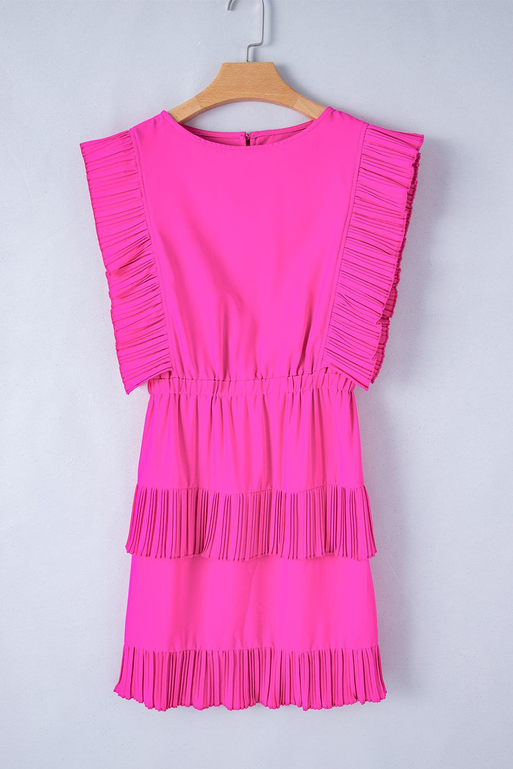 Gelaagde Mini-Jurk met Plissé en Vlindermouwen - Mini Dresses - Jurkjes.co
