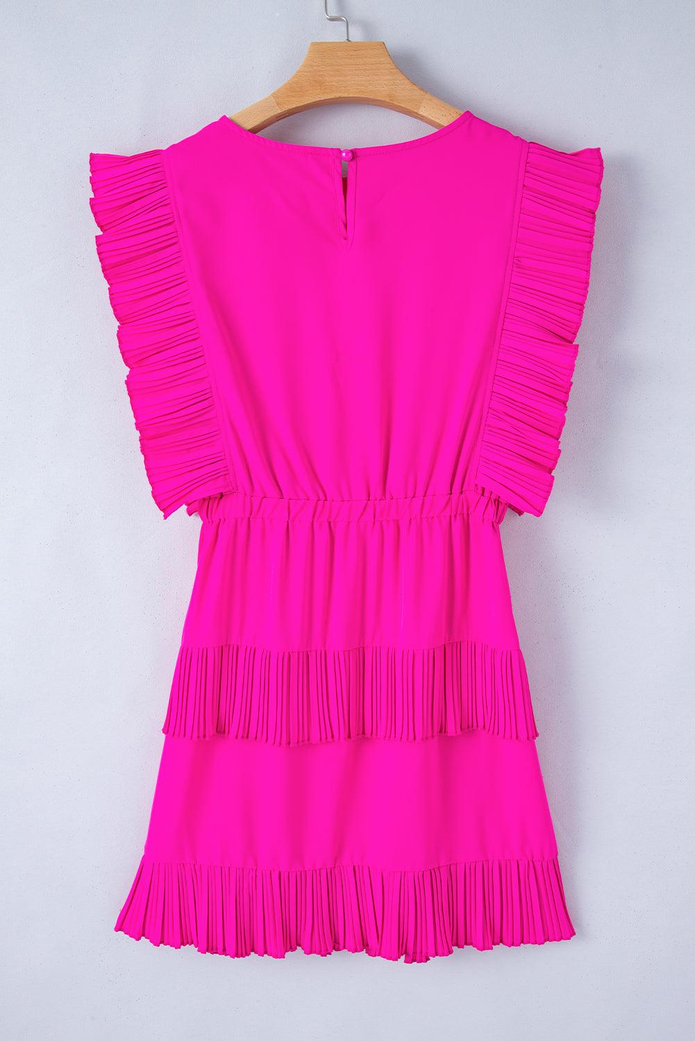 Gelaagde Mini-Jurk met Plissé en Vlindermouwen - Mini Dresses - Jurkjes.co
