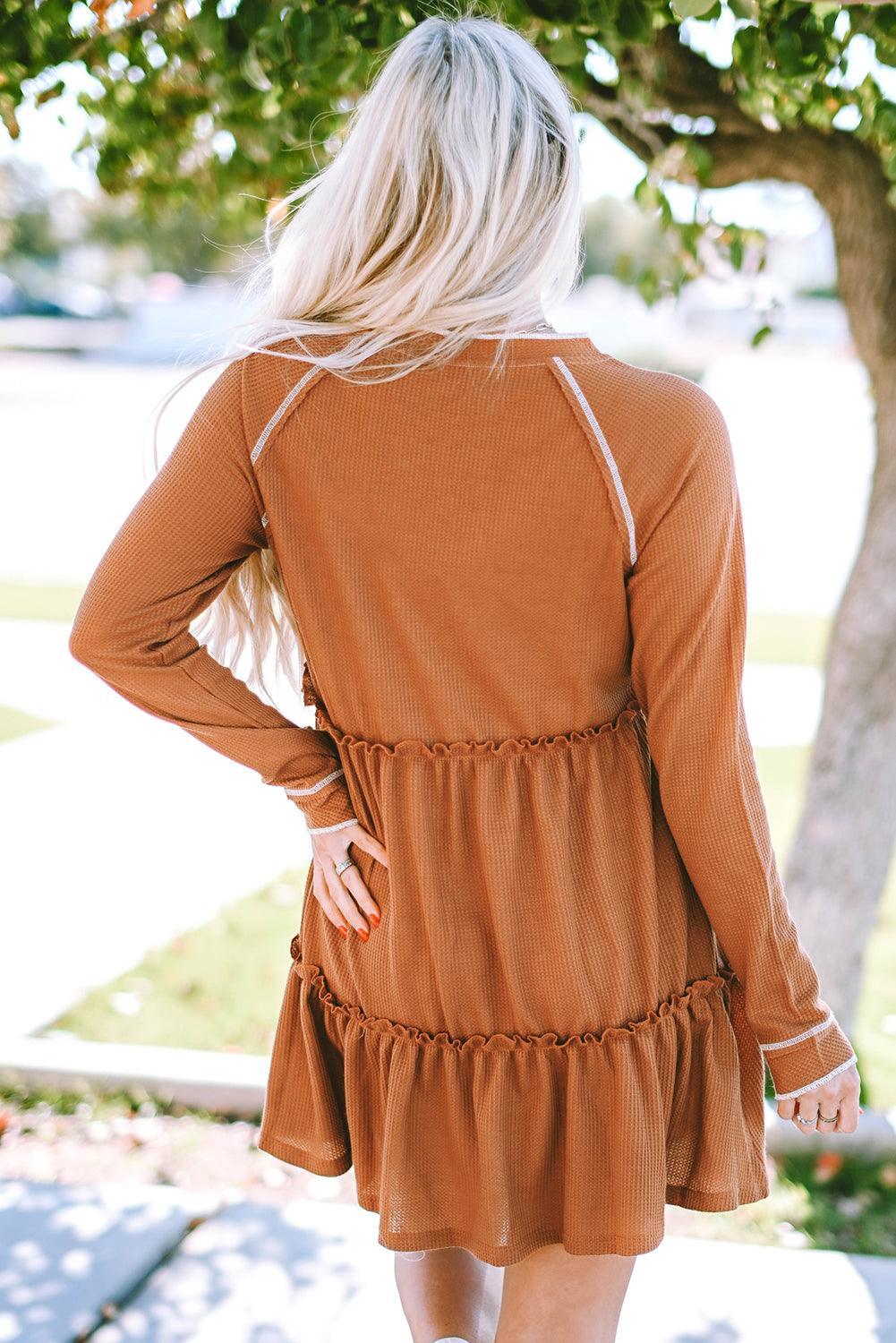 Gelaagde Mini Jurk met Textuur - Mini Dresses - Jurkjes.co