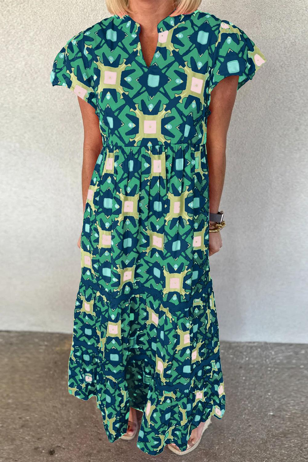 Geometrische Maxi Jurk met V-hals - Maxi Dresses - Jurkjes.co