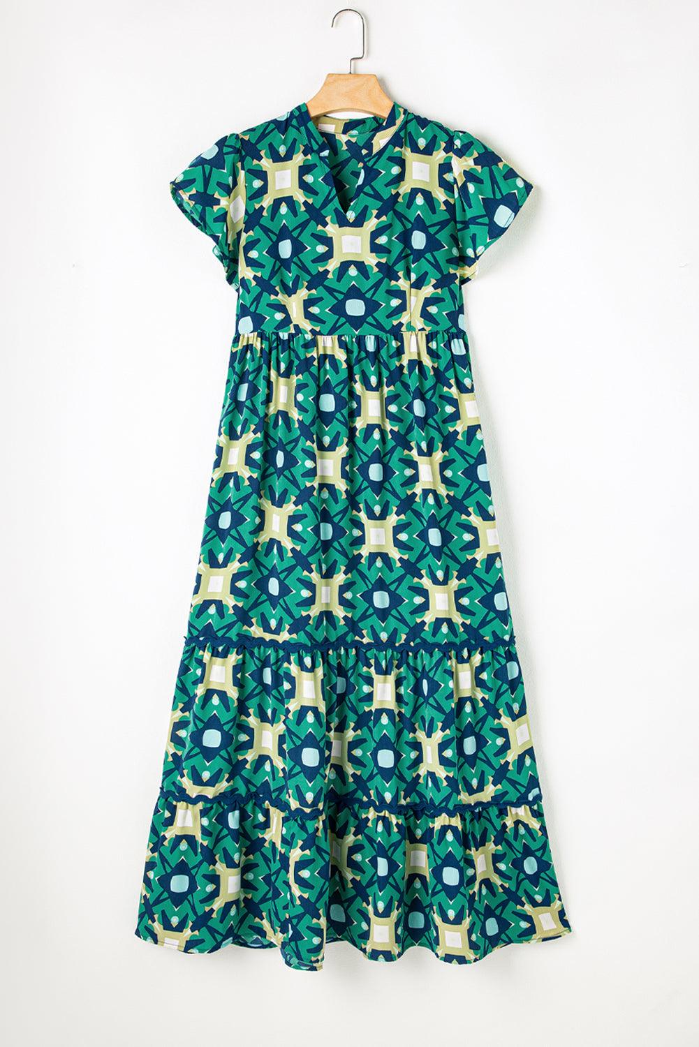 Geometrische Maxi Jurk met V-hals - Maxi Dresses - Jurkjes.co