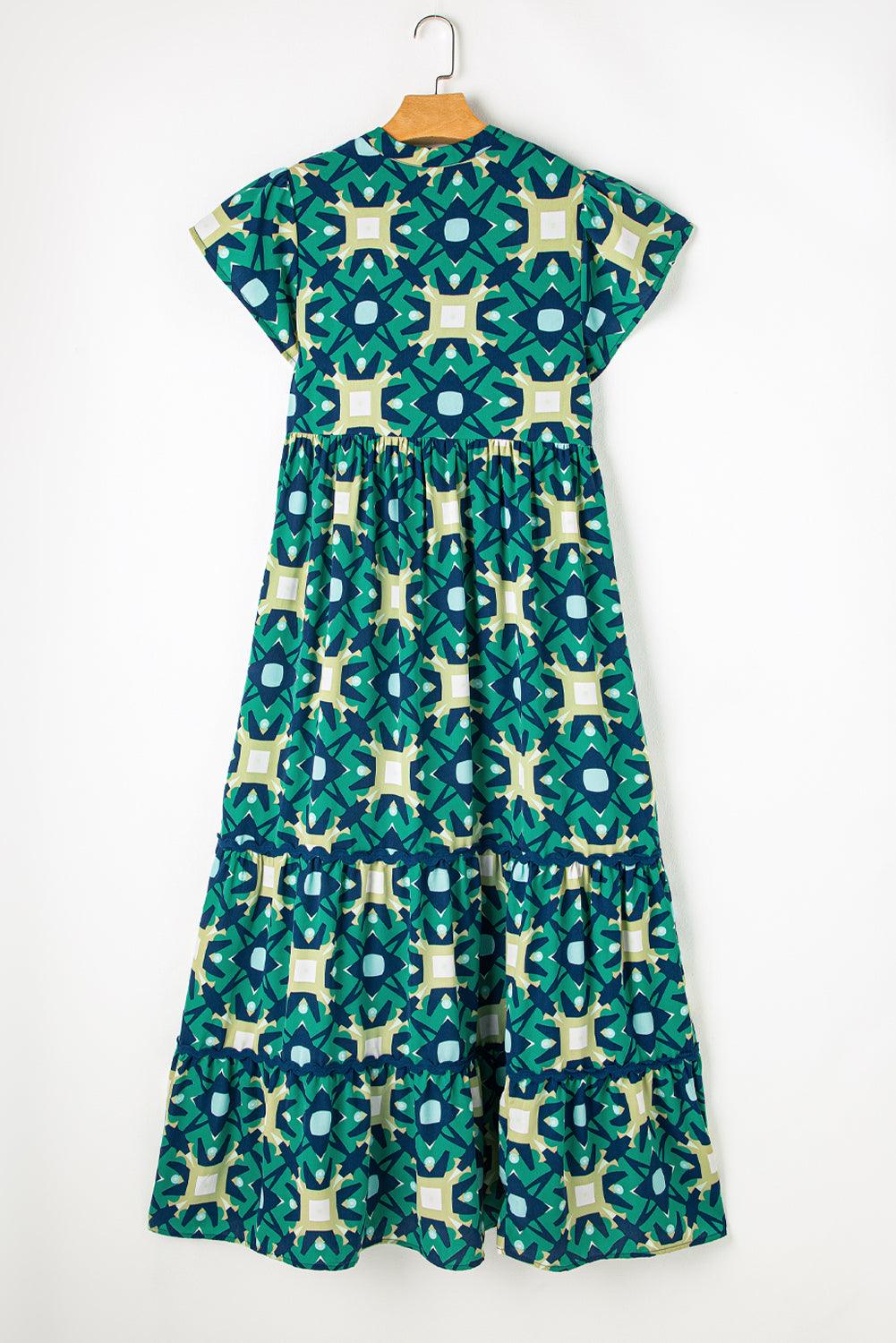 Geometrische Maxi Jurk met V-hals - Maxi Dresses - Jurkjes.co