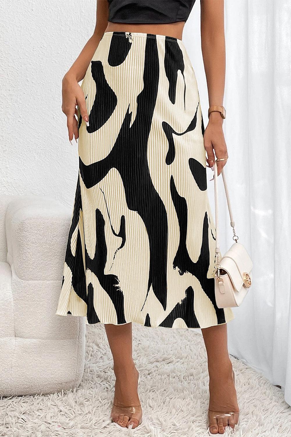 Geometrische Print Geplooide Midi Rok - Skirts & Petticoat - Jurkjes.co