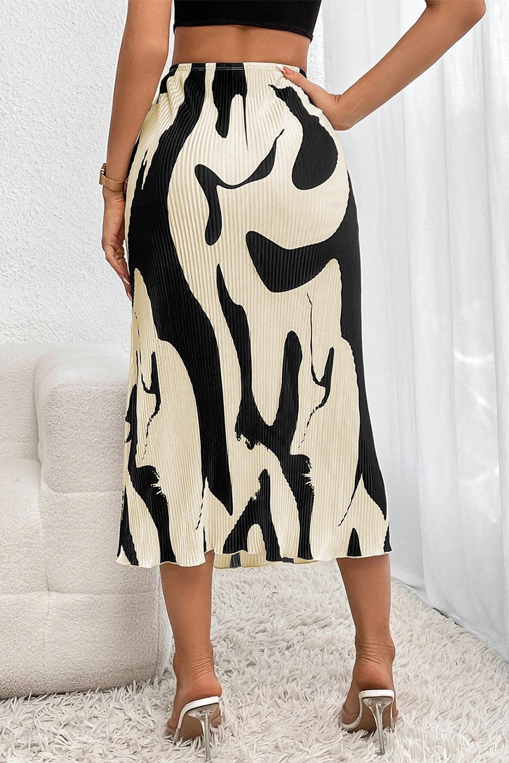 Geometrische Print Geplooide Midi Rok - Skirts & Petticoat - Jurkjes.co