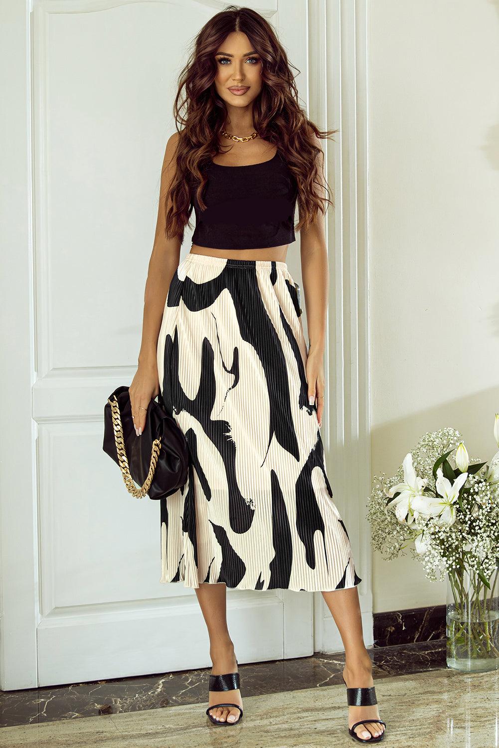 Geometrische Print Geplooide Midi Rok - Skirts & Petticoat - Jurkjes.co
