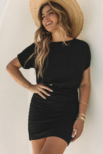 Geplooide Bodycon Mini-Jurk met Zak - Mini Dresses - Jurkjes.co