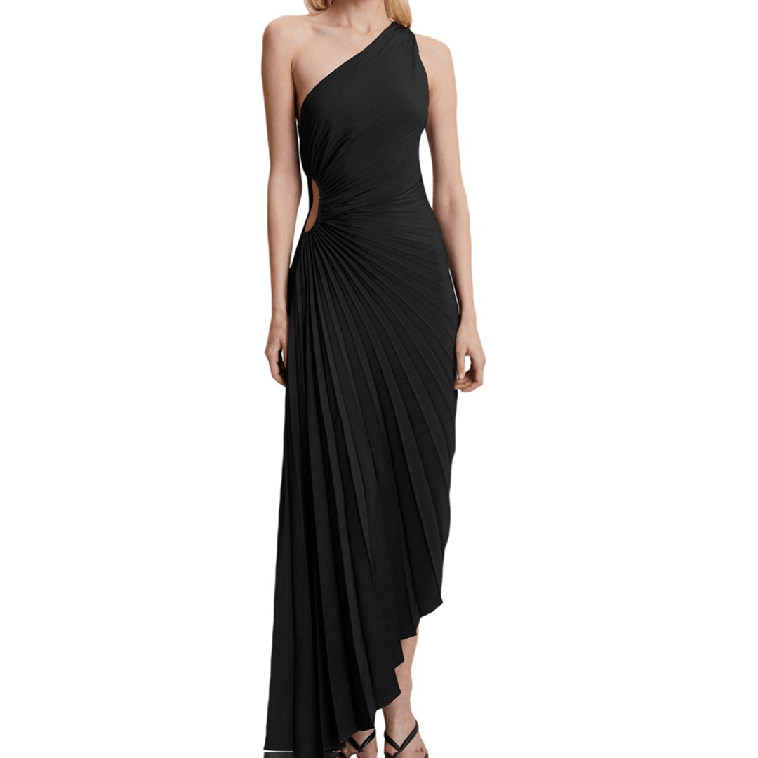 Geplooide Jurk met Schuine Halslijn - Dresses - Jurkjes.co