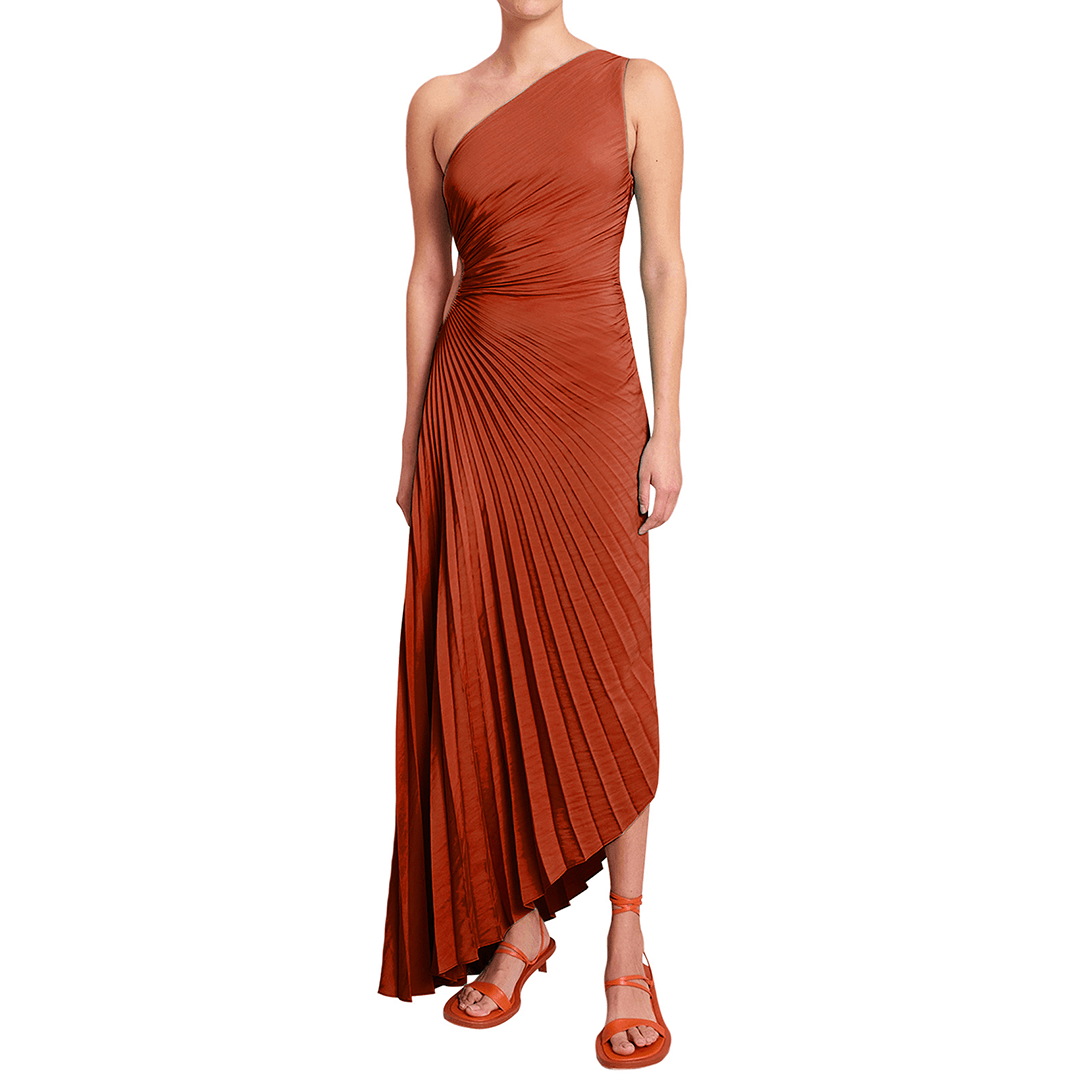 Geplooide Jurk met Schuine Halslijn - Dresses - Jurkjes.co