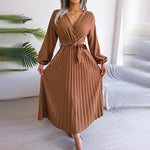 Geplooide Jurk met Strikdetail - Dresses - Jurkjes.co