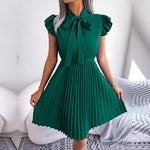 Geplooide Jurk met Strikdetail - Dresses - Jurkjes.co