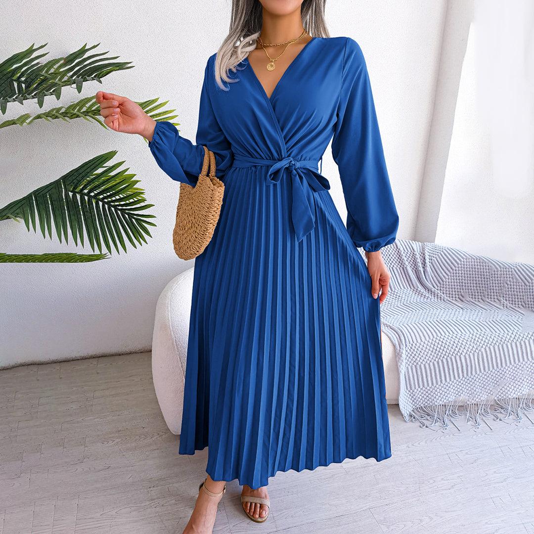 Geplooide Jurk met Strikdetail - Dresses - Jurkjes.co
