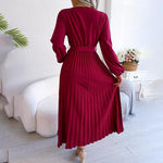 Geplooide Jurk met Strikdetail - Dresses - Jurkjes.co