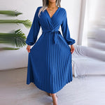 Geplooide Jurk met Strikdetail - Dresses - Jurkjes.co