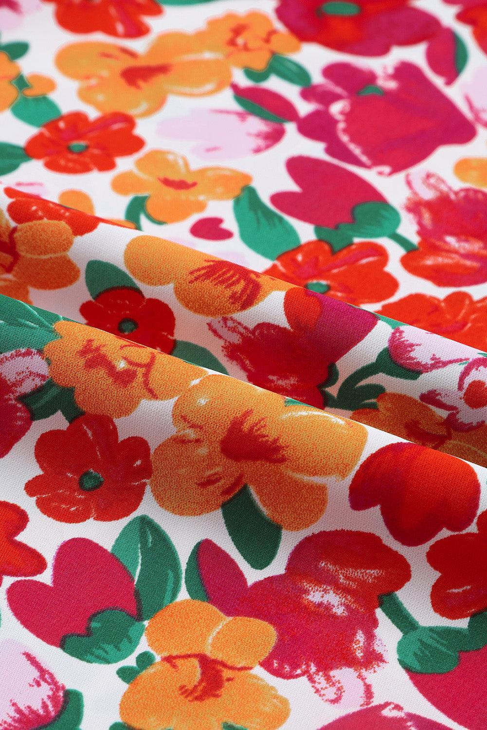 Gerafelde Mouw V-hals Bloemenjurk - Floral Dresses - Jurkjes.co