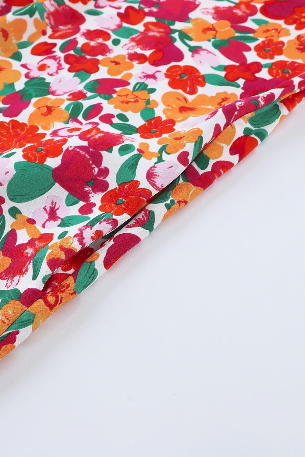 Gerafelde Mouw V-hals Bloemenjurk - Floral Dresses - Jurkjes.co