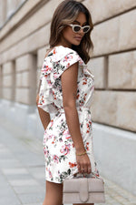Gerafelde Schouderjurk met Hoge Taille - Floral Dresses - Jurkjes.co