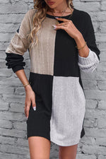 Geribbelde Mini-Jurk met Lange Mouwen - Mini Dresses - Jurkjes.co