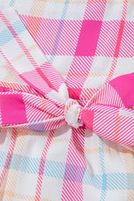 Geruite Midi Jurk met Pofmouwen en Riem - Midi Dresses - Jurkjes.co