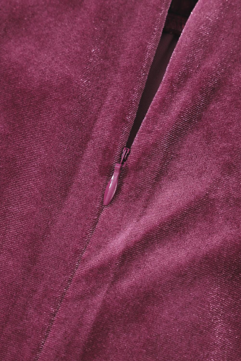 Gesmokte Fluwelen Jurk met Hoge Hals - Mini Dresses - Jurkjes.co