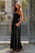 Gesmokte Jurk met Split & Knopen - Maxi Dresses - Jurkjes.co