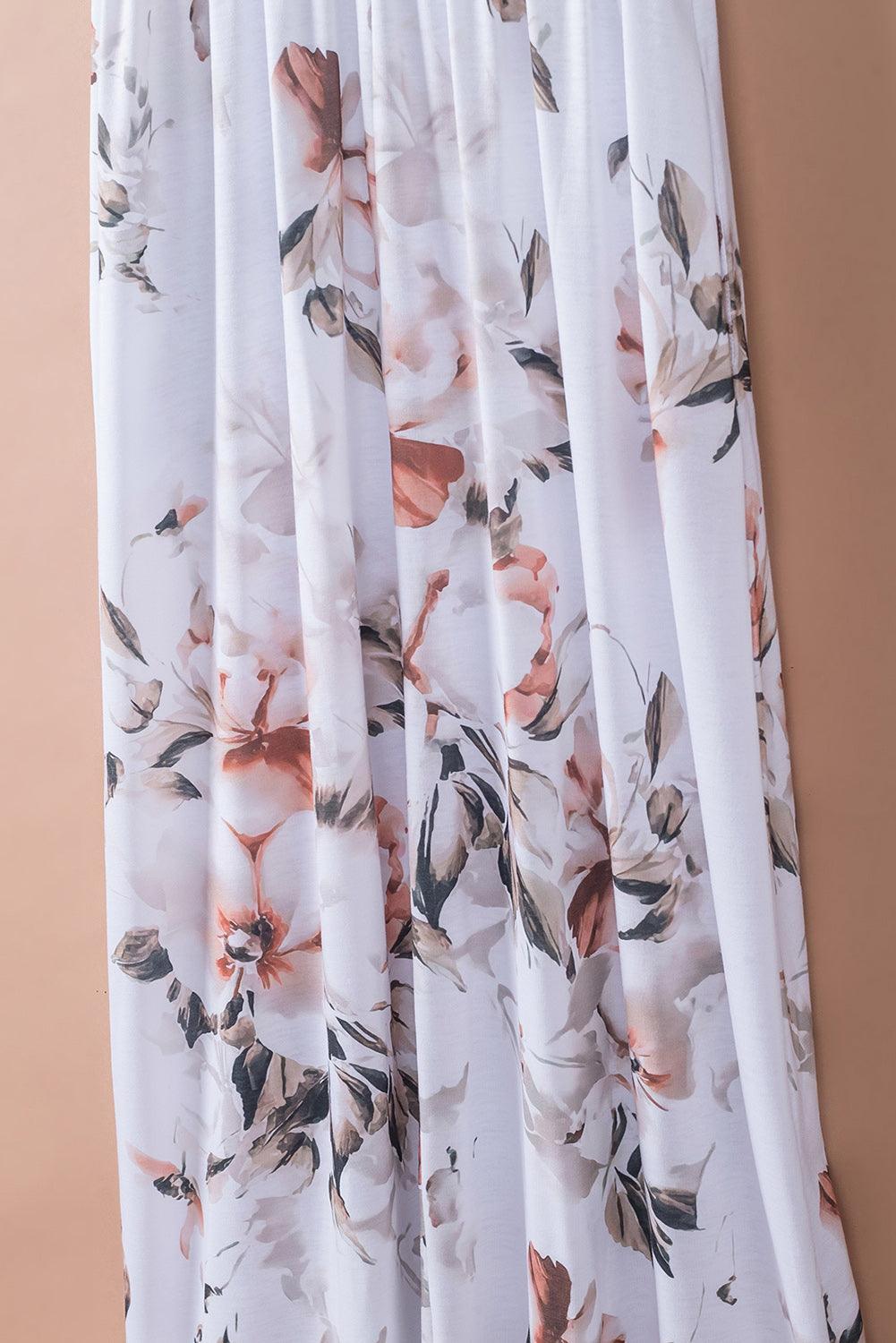 Gestreepte Bloemen Maxi-Jurk met Zak - Maxi Dresses - Jurkjes.co