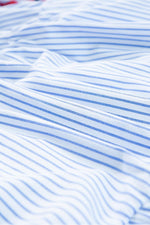 Gestreepte Bloemenprint Jurk met Ruches - Mini Dresses - Jurkjes.co