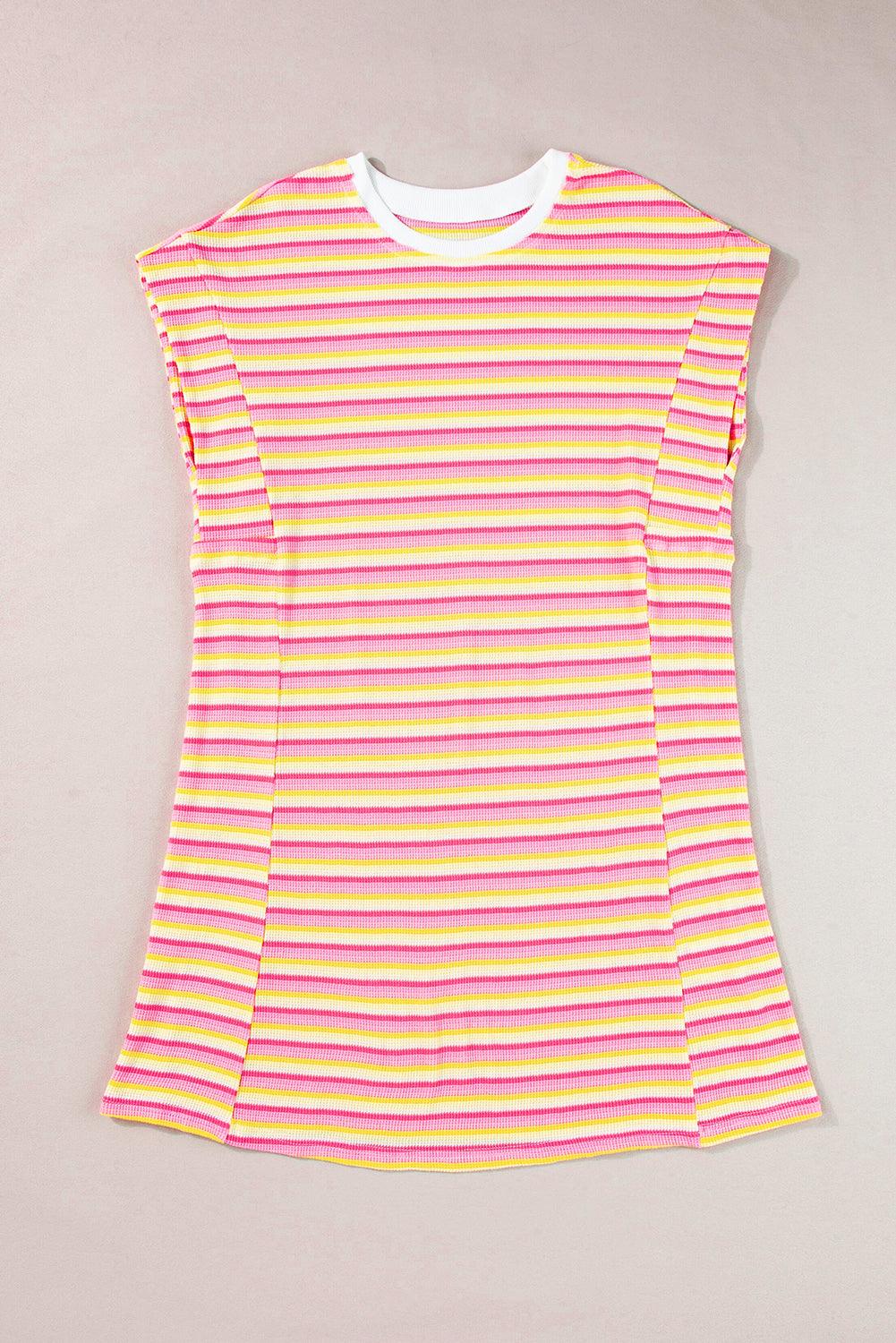 Gestreepte Crew Neck T-Shirt Jurk - T Shirt Dresses - Jurkjes.co