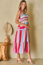 Gestreepte Lange Jurk met Volants - Maxi Dresses - Jurkjes.co