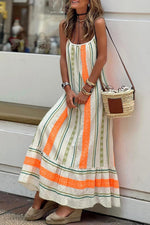 Gestreepte Maxi Jurk met Ruches - Maxi Dresses - Jurkjes.co