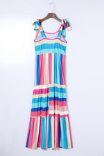 Gestreepte Maxi Jurk met Strikbandjes - Maxi Dresses - Jurkjes.co
