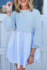 Gestreepte Mini Jurk met Hoge Taille - Mini Dresses - Jurkjes.co