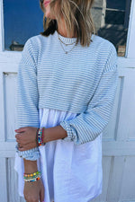 Gestreepte Mini Jurk met Hoge Taille - Mini Dresses - Jurkjes.co