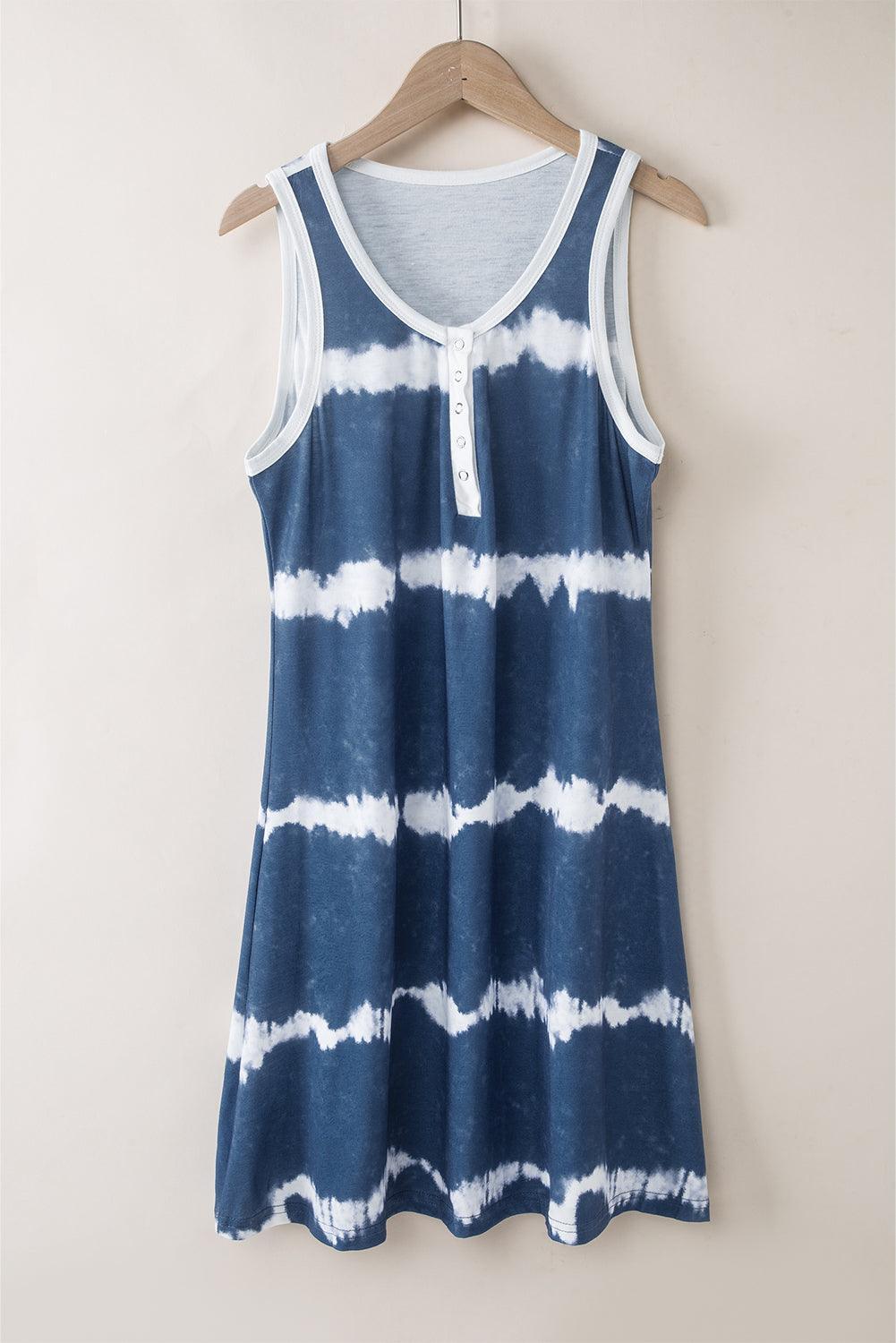 Gestreepte Mini-Jurk met V-Hals en Knoop - Mini Dresses - Jurkjes.co