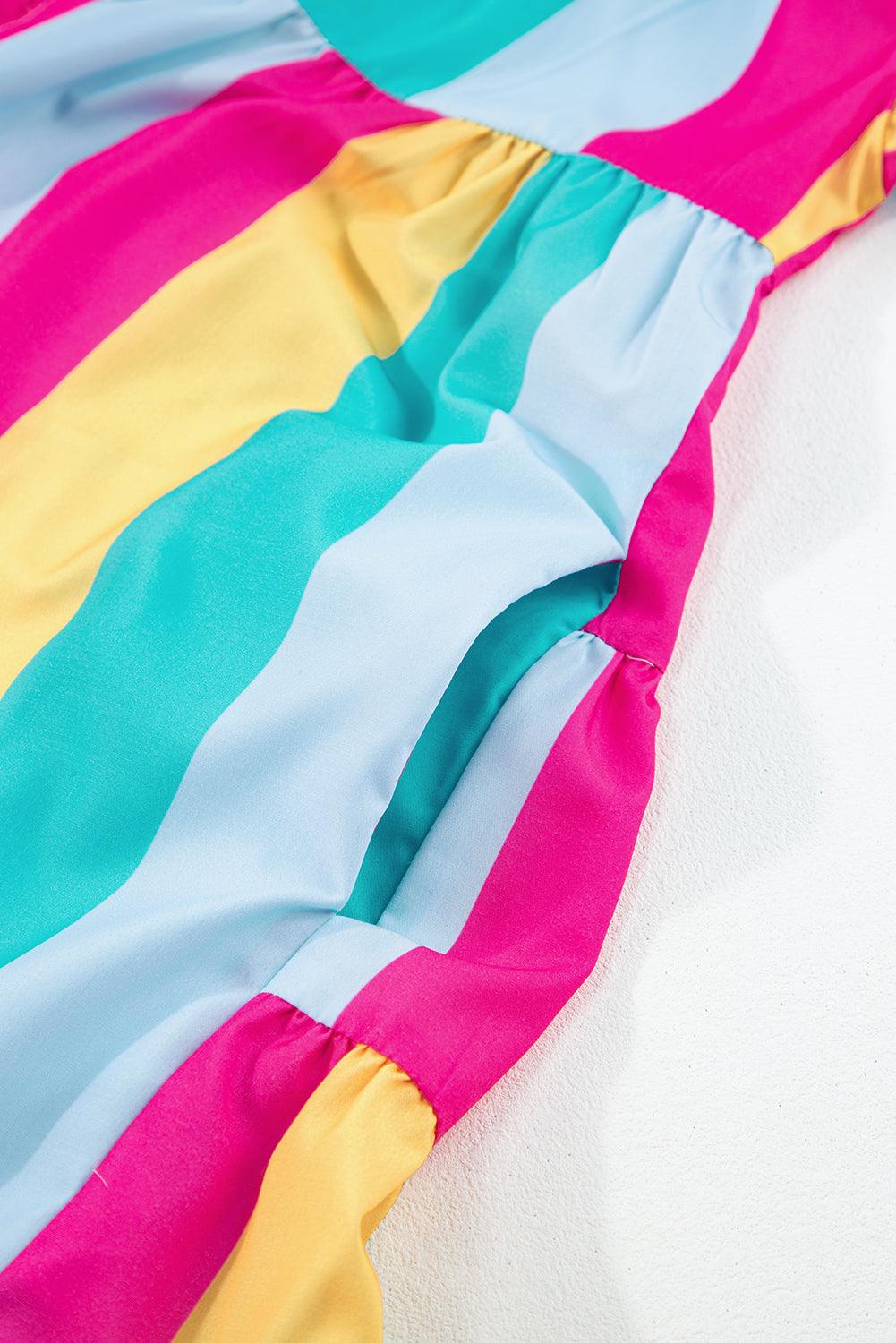 Gestreepte Mini Overhemdjurk met Korte Mouw - Mini Dresses - Jurkjes.co