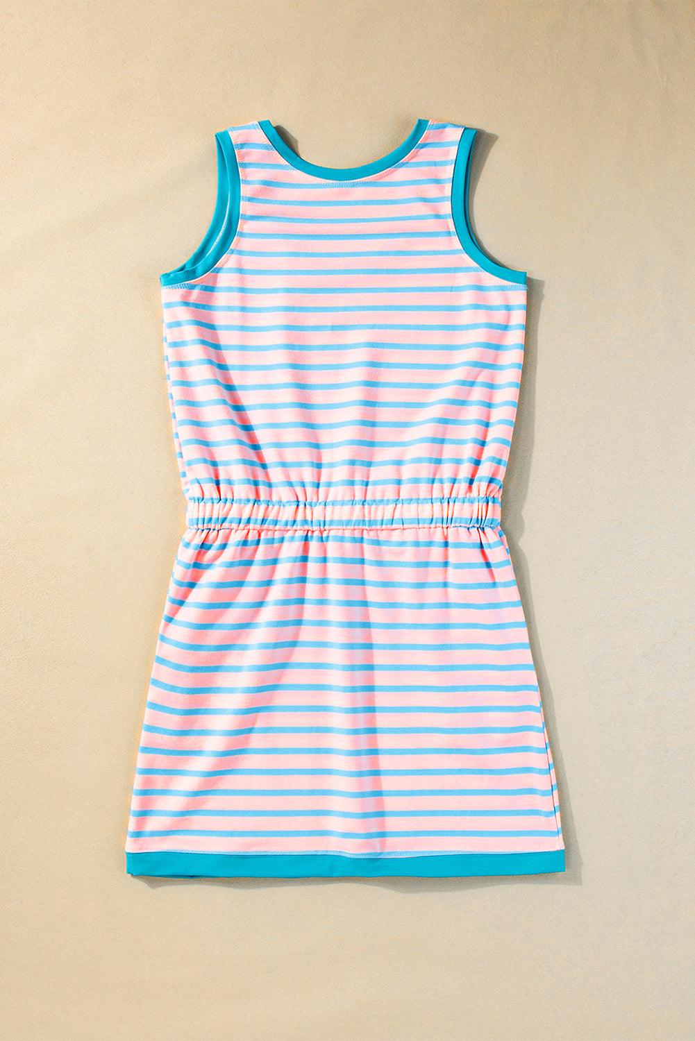 Gestreepte Tank Jurk met Contrasterende Zoom - Mini Dresses - Jurkjes.co