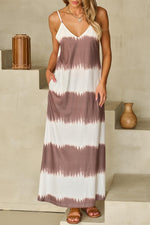 Gestreepte Tie-Dye Maxi-Jurk met Spaghettibandjes - Maxi Dresses - Jurkjes.co