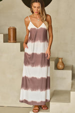Gestreepte Tie-Dye Maxi-Jurk met Spaghettibandjes - Maxi Dresses - Jurkjes.co