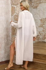 Gestructureerde Overhemdjurk met Kraag - Maxi Dresses - Jurkjes.co