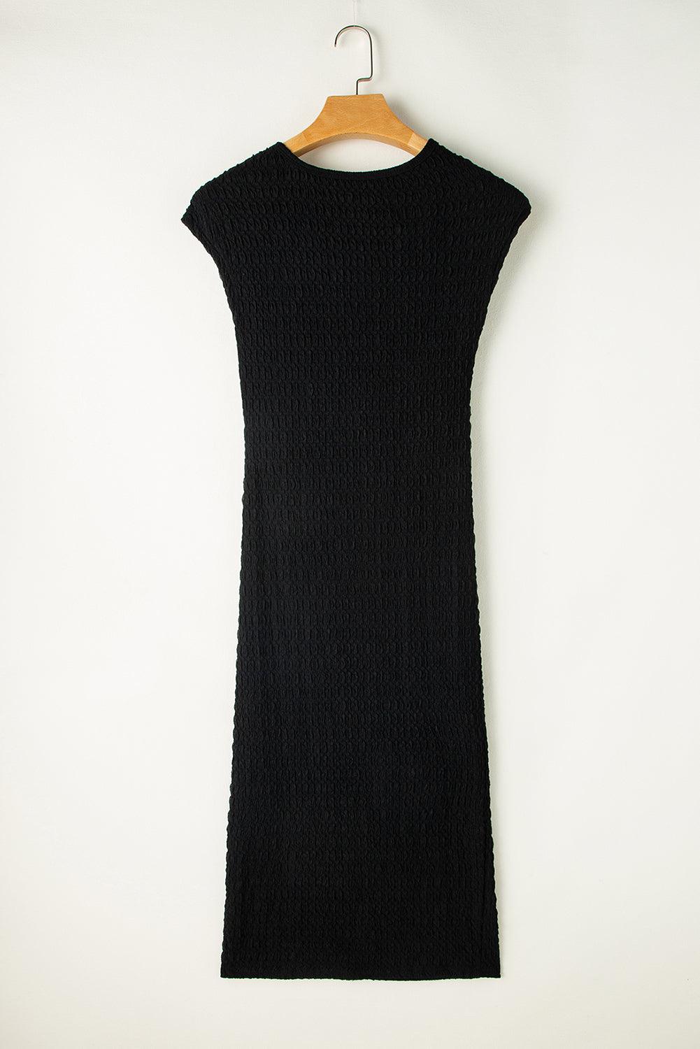 Gestructureerde Twist-Front Midi Jurk - Midi Dresses - Jurkjes.co