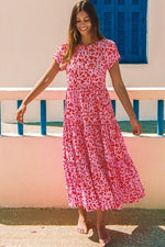 Getierde Maxi Jurk met Korte Mouwen - Maxi Dresses - Jurkjes.co