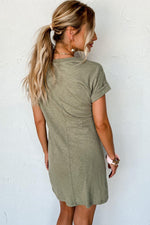 Gevouwen Mouw Twist Mini Jurk - T Shirt Dresses - Jurkjes.co