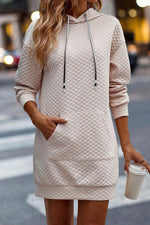 Gewatteerde Capuchonjurk met Koordzak - Mini Dresses - Jurkjes.co