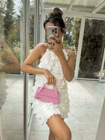 Halter Jurk met Gelaagde Ruffles - Mini Dresses - Jurkjes.co