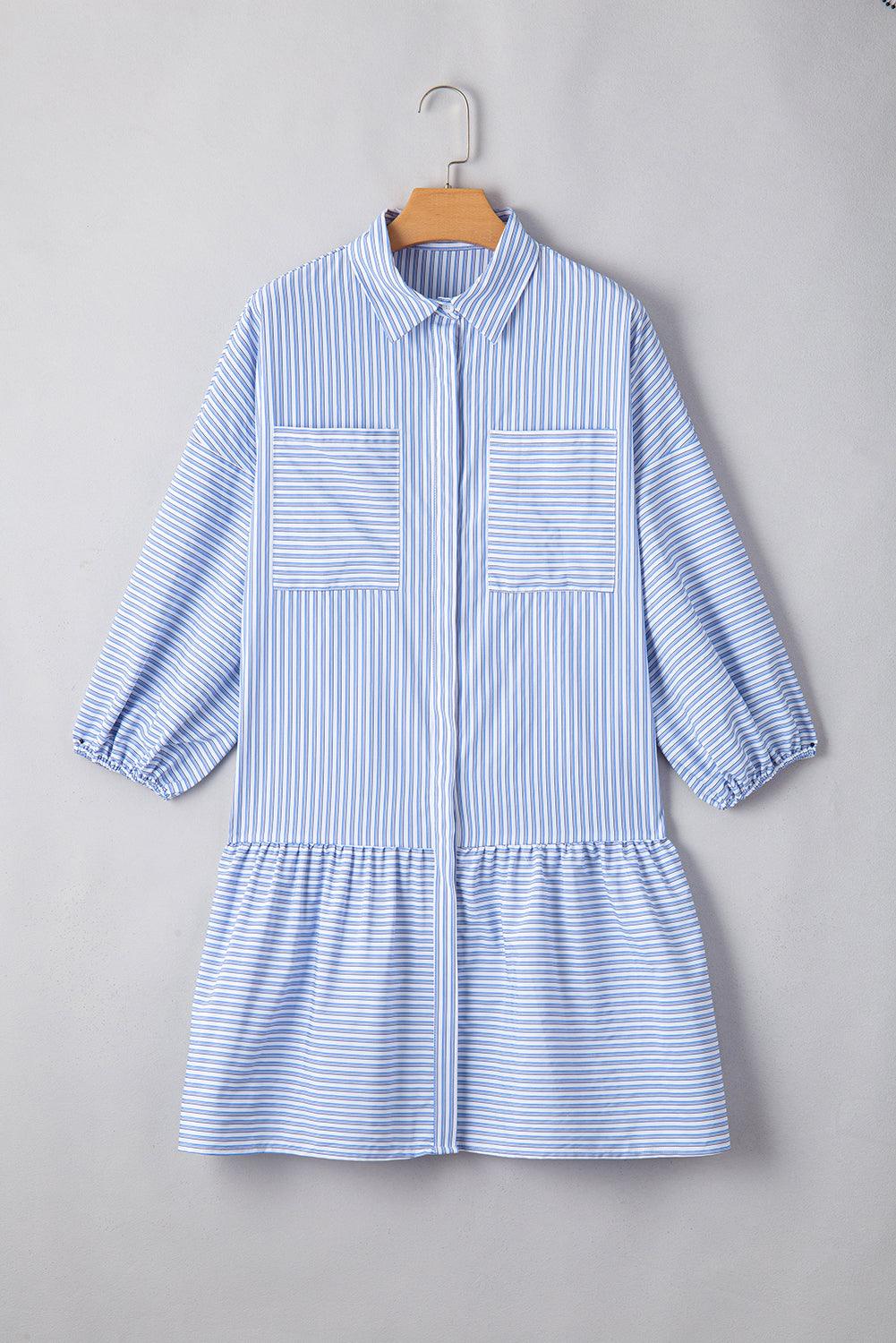Hemdje-jurk met Streepjes en Bubbels - Mini Dresses - Jurkjes.co