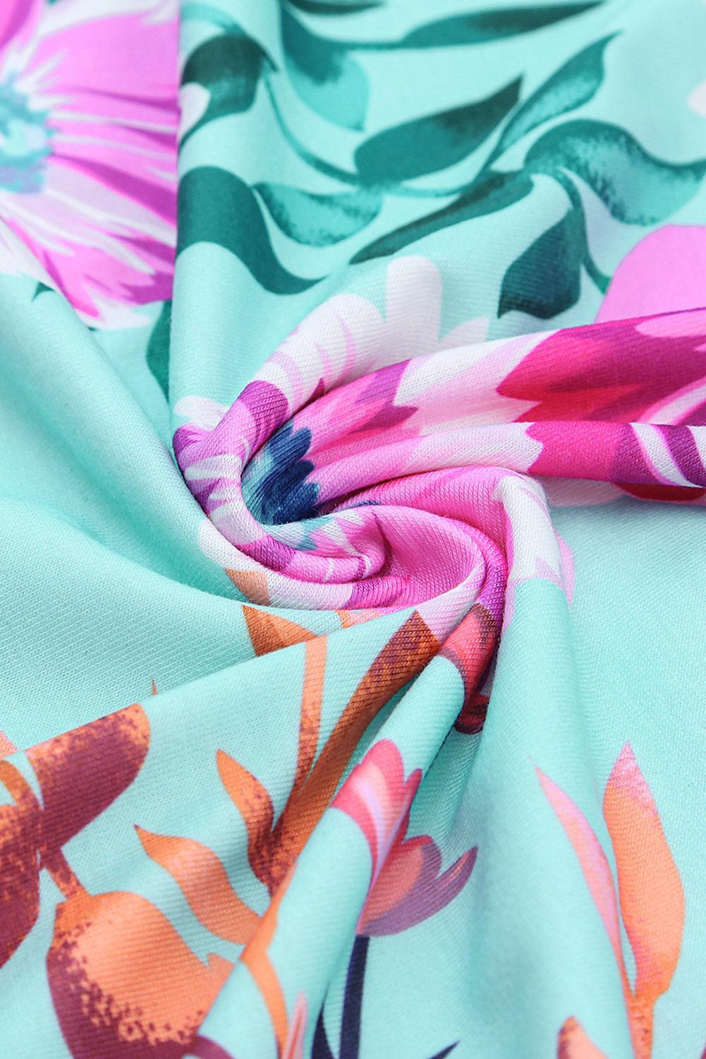 Hoge Taille Bloemenjurk met Korte Mouw - T Shirt Dresses - Jurkjes.co