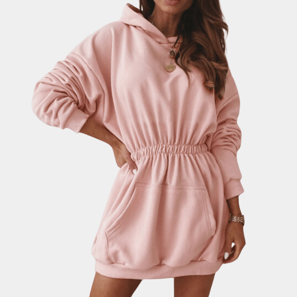 Hoodie Jurk met Capuchon en Zakken - Dresses - Jurkjes.co